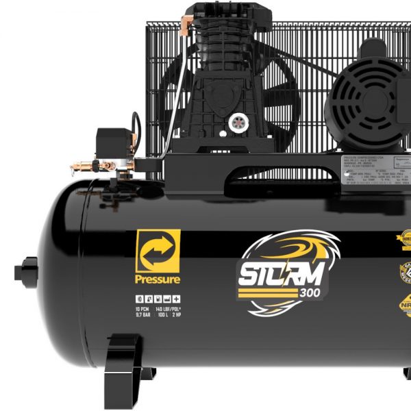 COMPRESSOR 10PÉS | 100 LITROS | 140 LIBRAS | 2CV | STORM PRESSURE - Image 2