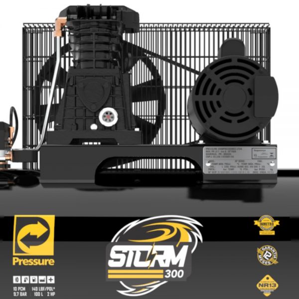 COMPRESSOR 10PÉS | 100 LITROS | 140 LIBRAS | 2CV | STORM PRESSURE - Image 3