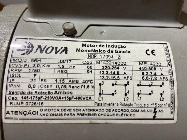 Lavadora de pressão fixa HIDROMAR MOD.:BH6100 + MOTOR 2CV MONOFÁSICO 220V / 440V - Image 4