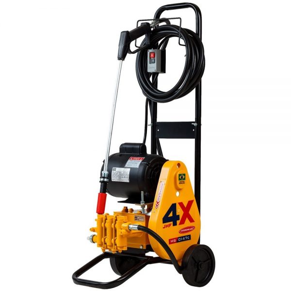 Lavadora de pressão JHF 4X MOD.:MB0147C + MOTOR 1CV MONOFÁSICO 220V / 440V + CARRINHO + ACESSORIOS