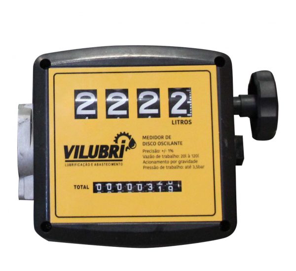 CONTADOR MEDIDOR DE LITROS MECÂNICO PARA DIESEL 4 DÍGITOS VILUBRI 1247