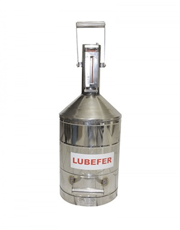 BALDE AFERIDOR DE COMBUSTÍVEL EM INOX PARA BOMBA ABASTECEDORA 20LTS LUBEFER